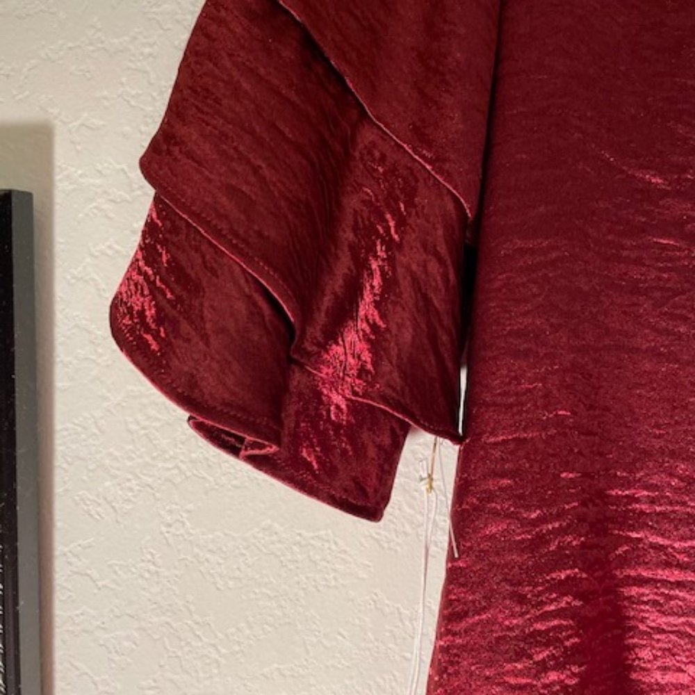 Nwt Polyester Satin Ruby Red Top - image 3